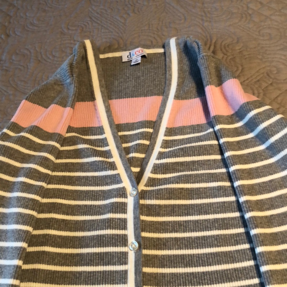 Gray striped cardigan sweater